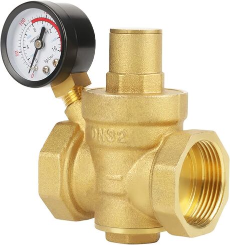 صمام تخفيض ضغط المياه النحاسي مع، منظم ضغط حربي 1 1/4، تركيب بسيط، للاستخدام، منظم ضغط 1 1/4 مع، تركيب بسيط، للاستخدام في معظم معدات مياه الصنبور، in Kuwait