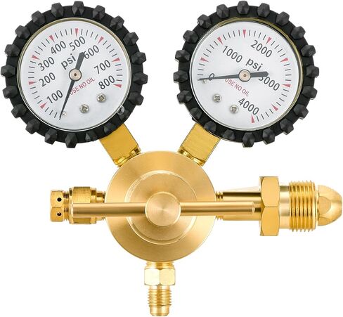 Heavy-Duty Nitrogen Regulator 0-800 PSI | Nitrogen Regulator Hvac, CGA580 Inlet, 1/4-Inch Male Flare Outlet, Brass Body, Double Gauges, Ideal for HVAC Purging and Pressure Charging in Saudi Arabia