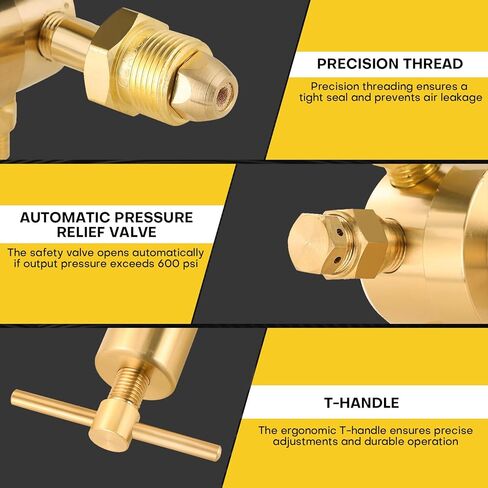 Heavy-Duty Nitrogen Regulator 0-800 PSI | Nitrogen Regulator Hvac, CGA580 Inlet, 1/4-Inch Male Flare Outlet, Brass Body, Double Gauges, Ideal for HVAC Purging and Pressure Charging in Saudi Arabia
