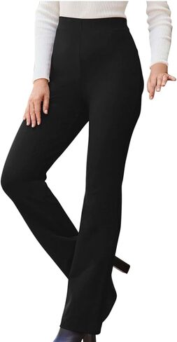 Ruziyoog Womens Bootcut Dress Pants Business Casual Work Pants Casual High Waist Straight Leg Trousers Pull On Office Slacks in Kuwait