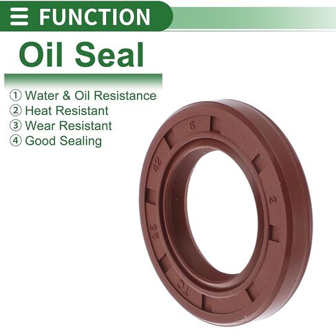 Universal Oil Seal TC Double Lip W Steel Spring Seal Ring Rotary Shaft Seal 25x42x6mm High Pressure FKM Rubber Brown 5 Pcs in Saudi Arabia
