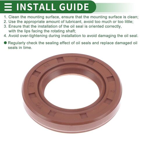 Universal Oil Seal TC Double Lip W Steel Spring Seal Ring Rotary Shaft Seal 25x42x6mm High Pressure FKM Rubber Brown 5 Pcs in Saudi Arabia