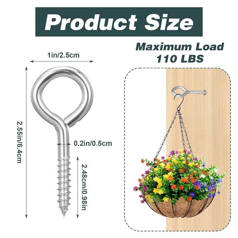 40 Pack 2.6" Stainless Steel Eye Screws for Wood M6 Eye Hooks Screw, Heavy Duty Eyelet Screws Pins BoltsSelf Tapping EyeBolts 200LBS, Securing Cables Wires, Indoor & Outdoor for Hanging in Kuwait