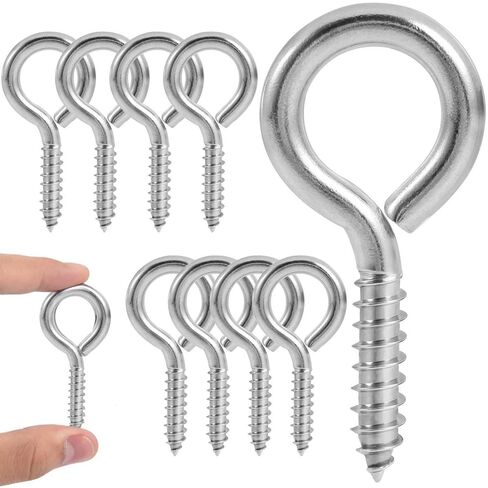 WSSROGY 8 Pcs 2.55inch Screw Eyes Hook Bolts for Wood Cable Artwork Use, 304 Stainless Steel, Load Bearing 200LB in Kuwait
