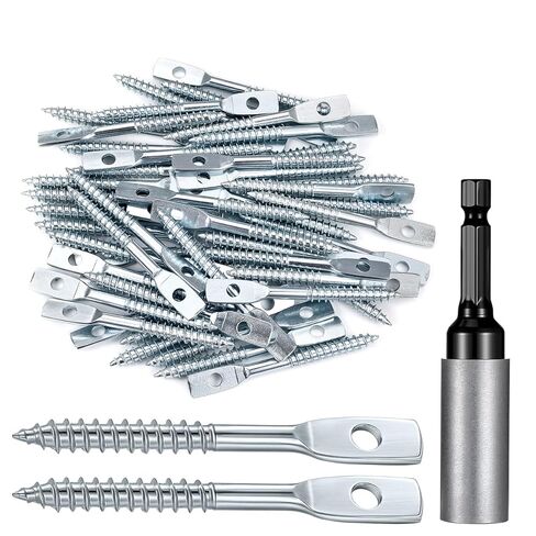 100 Pcs 1/4"x2.83" Eye Lag Screws with 1 Eye Lag Driver Zinc Plated Carbon Steel Self Tapping Drilling Point for Drop Ceiling Hanger Wire in Kuwait