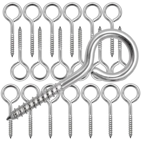 20 Pack 3.2 Inch Eye Screws Heavy Duty Stainless Steel Eye Hooks for Wood, Metal Eye Bolts Screw in Hooks Self Tapping Eye Lag Eyebolt for Indoor & Outdoor Use in Kuwait