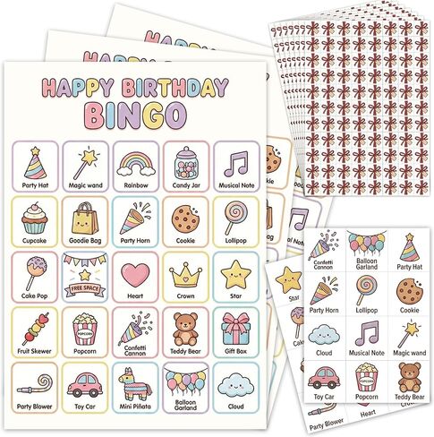 Birthday Bingo Activity Set, Bingo Game for Party Events, Fun Birthday Party Games for Family and Classroom Celebrations - A03 in Saudi Arabia