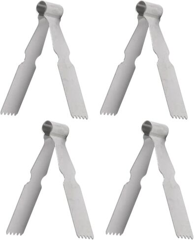 4 Pcs Pastry Tweezers Tongs, for Stainless Steel Baking Crimper Dough and Pasta, 3.3 x 6.7 cm Cookie Decorating Set Home Kitchen, Cake Shops in Kuwait