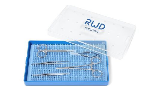 مجموعة التشريح الجراحي المتميزة RWD - 5 قطع من أدوات الفولاذ المقاوم للصدأ لطلاب الطب والتشريح والأحياء والطب البيطري، وأعضاء هيئة التدريس مع صواني التعقيم (SP0010-L) in Kuwait