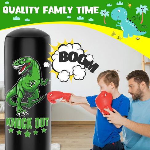 Larger Stable Dinosaur Punching Bag for Kids, 66" Tall Sports Kids Teens Inflatable Punching Bag with Boxing Gloves, Gifts for Boys & Girls Age 5-12 for Practicing Karate, Taekwondo, MMA in Saudi Arabia