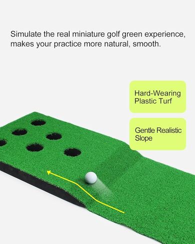 مجموعة ألعاب وضع الجولف للاستخدام الداخلي والخارجي، بساط أخضر محمول لوضع كرة الجولف مع مضربين وكرتين وغطاء 12 فتحة وحقيبة تخزين للمنزل والفناء الخلفي والمكتب والحفلات in Kuwait