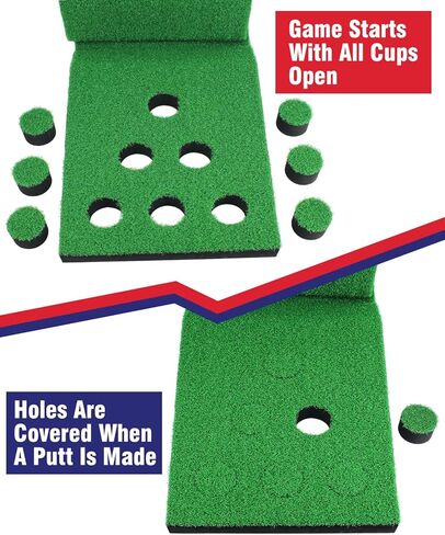 مجموعة ألعاب وضع الجولف للاستخدام الداخلي والخارجي، بساط أخضر محمول لوضع كرة الجولف مع مضربين وكرتين وغطاء 12 فتحة وحقيبة تخزين للمنزل والفناء الخلفي والمكتب والحفلات in Kuwait