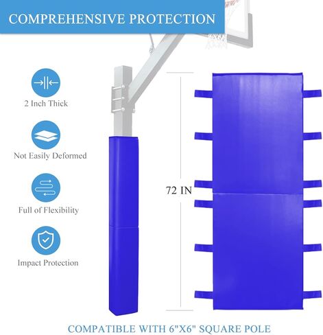 بطانة طوق كرة السلة المربعة من كاتوب، تناسب عمود 6 × 6 بوصة، وسادة متينة بطول 6 أقدام لكرة السلة في الهواء الطلق وداخل المنزل، وسادات طوقية لكرة السلة مقاومة للماء للأشعة فوق البنفسجية للحماية وسلامة اللاعب in Kuwait
