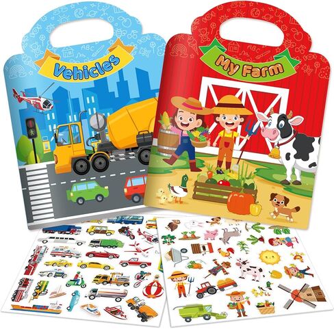 2 Pack Easter Reusable Sticker Books for Kids 2-4, Activities Books for Toddlers 1-3, Arts and Crafts Removable Jelly Stickers for Girls Boys, Travel Toys Holiday Gifts Easter Basket Stuffers in Kuwait