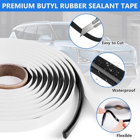 Butyl Sealant Tape, 13Ft Waterproof Butyl Rubber Sealant Tape for Car Door, Windshield, Headlight, Window in Saudi Arabia