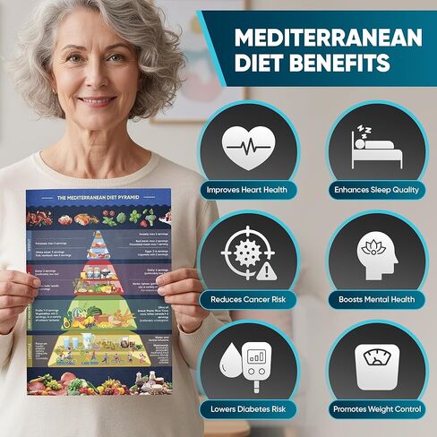 النظام الغذائي المتوسطي الكامل لكبار السن - مجموعة 5 كتب طبخ النظام الغذائي لمنطقة البحر الأبيض المتوسط، طباعة كبيرة بالألوان كاملة مع وصفات متنوعة وخطة وجبات لمدة 30 يومًا | يشمل الإفطار والغداء والعشاء والمشروبات والحلويات in Kuwait