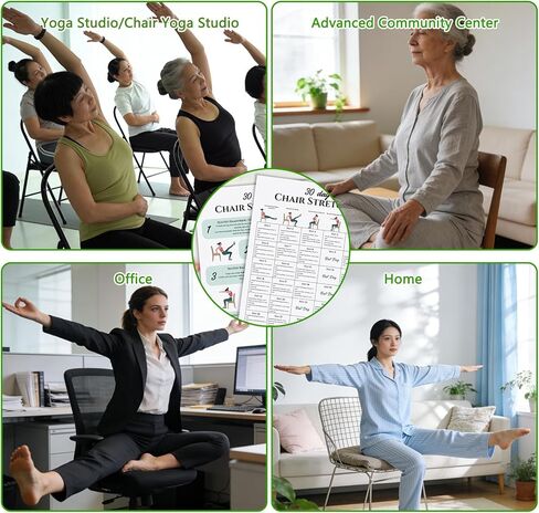 Chair Exercise Chart for Seniors, Chair Workout Poster for Seniors & Beginners 30-Day Stretching and Gentle Seated Exercise Chart in Kuwait