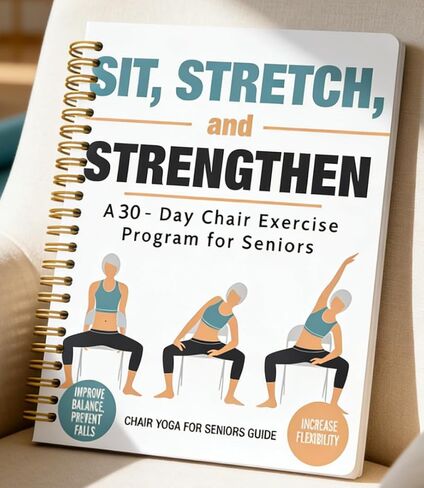 Chair Yoga for Seniors Over 60 Book, 3-Person Illustration Cover with Exercise Chart, Gentle Poses for Weight Loss and Mobility, Senior Workout Guide in Saudi Arabia