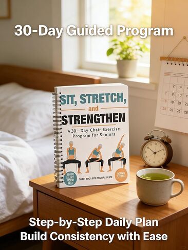 Chair Yoga for Seniors Over 60 Book, 3-Person Illustration Cover with Exercise Chart, Gentle Poses for Weight Loss and Mobility, Senior Workout Guide in Saudi Arabia