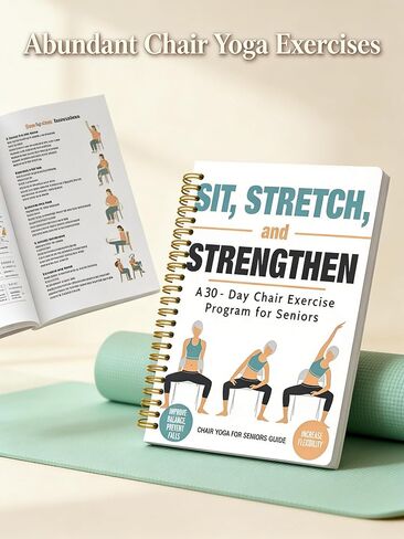 Chair Yoga for Seniors Over 60 Book, 3-Person Illustration Cover with Exercise Chart, Gentle Poses for Weight Loss and Mobility, Senior Workout Guide in Saudi Arabia