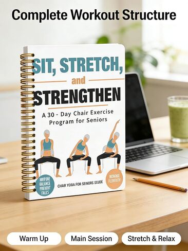 Chair Yoga for Seniors Over 60 Book, 3-Person Illustration Cover with Exercise Chart, Gentle Poses for Weight Loss and Mobility, Senior Workout Guide in Saudi Arabia
