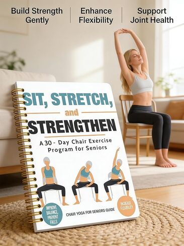 Chair Yoga for Seniors Over 60 Book, 3-Person Illustration Cover with Exercise Chart, Gentle Poses for Weight Loss and Mobility, Senior Workout Guide in Saudi Arabia