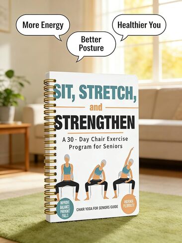 Chair Yoga for Seniors Over 60 Book, 3-Person Illustration Cover with Exercise Chart, Gentle Poses for Weight Loss and Mobility, Senior Workout Guide in Saudi Arabia