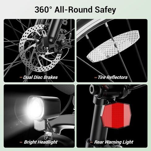 دراجات كهربائية للبالغين، دراجات كهربائية مقاس 26 بوصة/27.5 بوصة للبالغين مزودة بمحرك ذروة بقدرة 1200 وات، وسرعة 28 ميلاً في الساعة، ودراجة كهربائية بمدى يزيد عن 50 ميلًا، ودراجة جبلية E مزودة ببطارية قابلة للإزالة بقدرة 480 وات في الساعة، ومعتمدة من UL in Kuwait