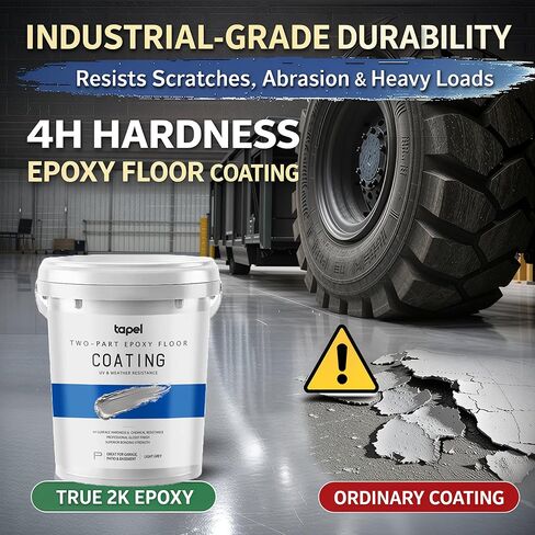 2-Part Epoxy Floor Coating Kit – Self-Leveling High Gloss Finish, Chemical & Abrasion Resistant Concrete Sealer for Garage, Basement & Workshop – 1.06 Gallon Covers 270 Sq Ft, Slate Grey in Saudi Arabia