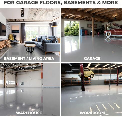 2-Part Epoxy Floor Coating Kit – Self-Leveling High Gloss Finish, Chemical & Abrasion Resistant Concrete Sealer for Garage, Basement & Workshop – 1.06 Gallon Covers 270 Sq Ft, Slate Grey in Saudi Arabia