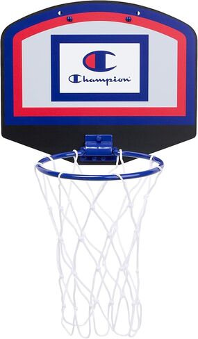Champion 360 Mini Basketball Hoop Set (Red/White/Blue), Over-The-Door 10.5" x 8.5" Backboard with Spring-Loaded Foldable Rim & Nylon Net, Includes 3.5" Mini Ball for Quick Indoor Basketball Play in Saudi Arabia