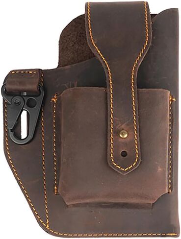 Outdoor Handgun Holster, Mobile Phone Bag, Genuine Belt Cover, Anti Loss Holster, Suitable for Men's Waist Hanging Bag in Saudi Arabia