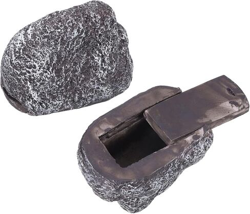 uxcell Fake Rock Key Hider, Hide A Spare Key Outdoor Waterproof Fake Rock Key Hider Decoration Safe Storage Lock Box for Outside Garden Decoration, Light Khaki in Kuwait