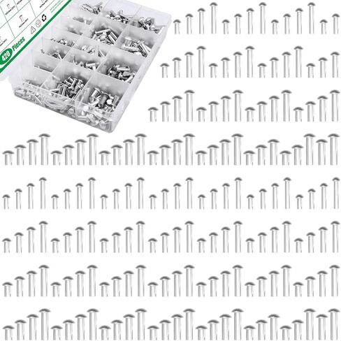 420Pcs M3 M4 M5 M6 × 10mm 14mm 20mm 25mm Solid Aluminum Brazier Head Rivets, High-Strength Universal Solid Rivet Fasteners for Metal Joining and Repair in Saudi Arabia