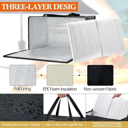 Maxcheck 4 Pcs XXXL Insulated Food Delivery Bags with Removable Hard Bottom Foldable and Reusable Grocery Tote Bag for Cold/Hot Food Commercial Pizza Catering Bag for Shopping Travel in Saudi Arabia