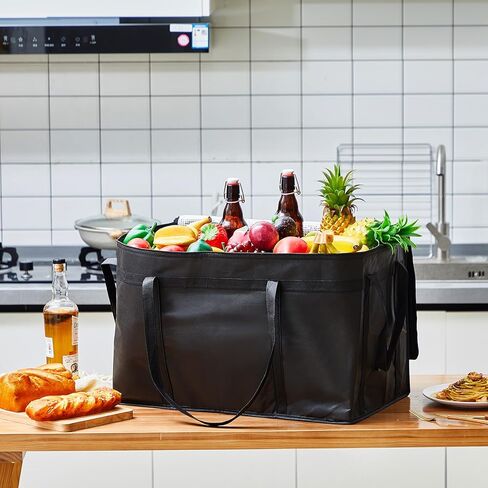 Maxcheck 4 Pcs XXXL Insulated Food Delivery Bags with Removable Hard Bottom Foldable and Reusable Grocery Tote Bag for Cold/Hot Food Commercial Pizza Catering Bag for Shopping Travel in Saudi Arabia
