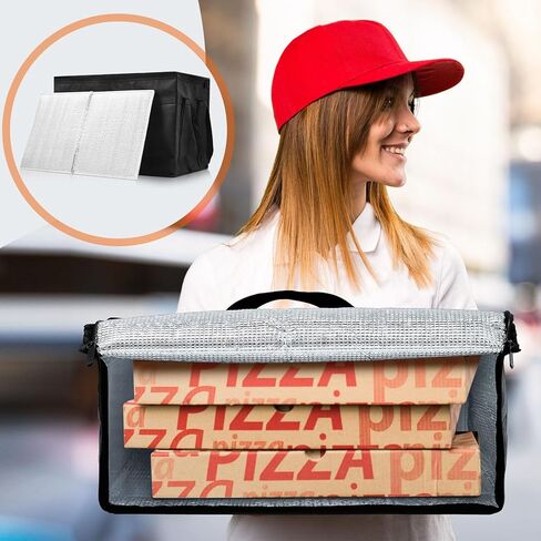 Maxcheck 4 Pcs XXXL Insulated Food Delivery Bags with Removable Hard Bottom Foldable and Reusable Grocery Tote Bag for Cold/Hot Food Commercial Pizza Catering Bag for Shopping Travel in Saudi Arabia