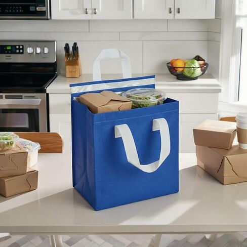 Restaurantware Insulated Delivery Bags 25 Count 11.811 x 7.874 x 12.598 Inches Nonwoven Take Out Bags For Food With Sturdy Handles, Orange Insulated Grocery Bags Tamper-Evident Foldable in Saudi Arabia