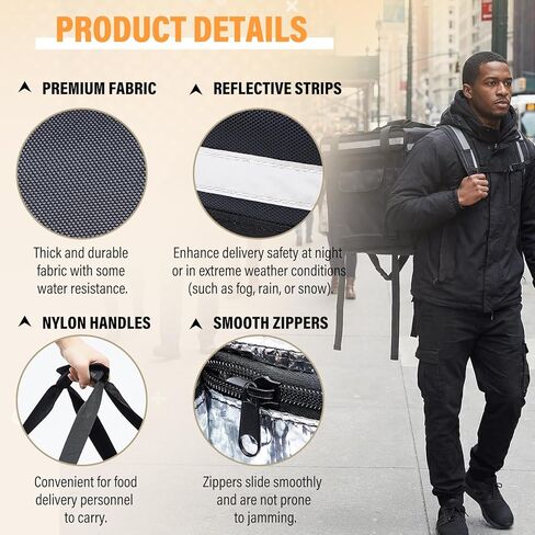 Huge Heat Insulation Food Delivery Bag for Motorcycle, Big Pizza Delivery Bags for Bicycle/scooter, 2 Layers, Rigid Frame (Top Loading,18 x 18 x 18 Inches) in Saudi Arabia