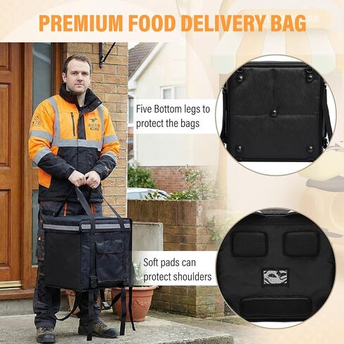 Huge Heat Insulation Food Delivery Bag for Motorcycle, Big Pizza Delivery Bags for Bicycle/scooter, 2 Layers, Rigid Frame (Top Loading,18 x 18 x 18 Inches) in Saudi Arabia