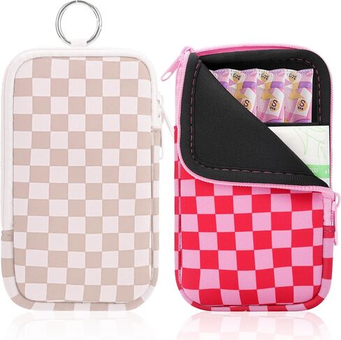 2 Pack Portable Tampon Organizer Bag – Tampon Holder & Storage Case with Zipper for Travel, Discreet Period Bag for Purse, Waterproof Feminine Products Pouch for Women (Checkered) in Saudi Arabia