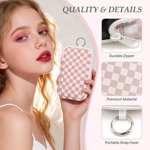 2 Pack Portable Tampon Organizer Bag – Tampon Holder & Storage Case with Zipper for Travel, Discreet Period Bag for Purse, Waterproof Feminine Products Pouch for Women (Checkered) in Saudi Arabia