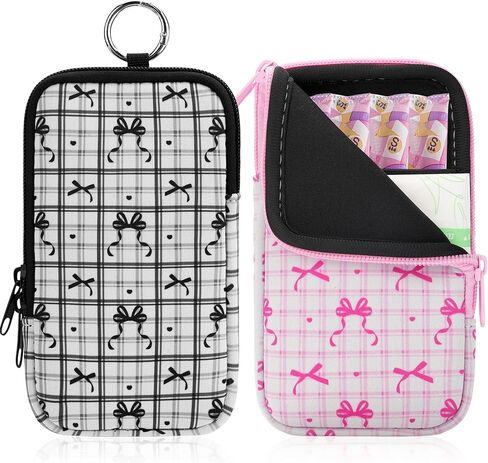 2 Pack Portable Tampon Organizer Bag – Tampon Holder & Storage Case with Zipper for Travel, Discreet Period Bag for Purse, Waterproof Feminine Products Pouch for Women (Checkered) in Saudi Arabia