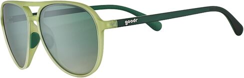 نظارات شمسية Goodr Buzzed On The Tower Polarized Aviator كبيرة الحجم (Mach G)، إطارات صلبة خضراء مع عدسات متدرجة خضراء، لون داكن إلى فاتح، حماية من الأشعة فوق البنفسجية 400، لا تنزلق، لا ترتد in Saudi Arabia