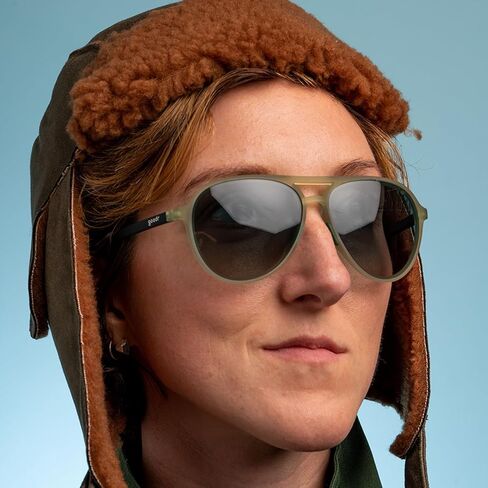 نظارات شمسية Goodr Buzzed On The Tower Polarized Aviator كبيرة الحجم (Mach G)، إطارات صلبة خضراء مع عدسات متدرجة خضراء، لون داكن إلى فاتح، حماية من الأشعة فوق البنفسجية 400، لا تنزلق، لا ترتد in Saudi Arabia