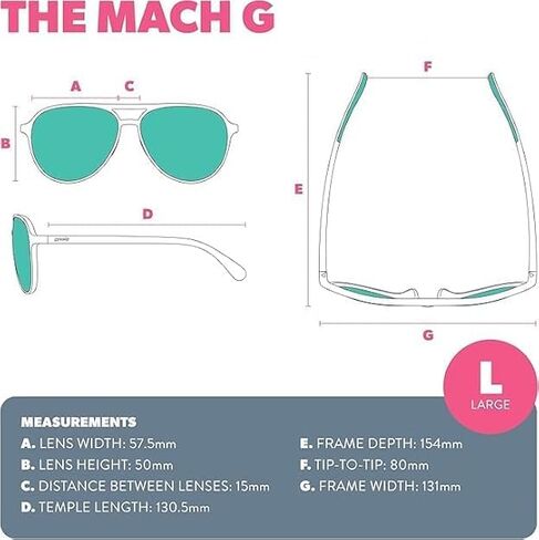 نظارات شمسية Goodr Buzzed On The Tower Polarized Aviator كبيرة الحجم (Mach G)، إطارات صلبة خضراء مع عدسات متدرجة خضراء، لون داكن إلى فاتح، حماية من الأشعة فوق البنفسجية 400، لا تنزلق، لا ترتد in Saudi Arabia