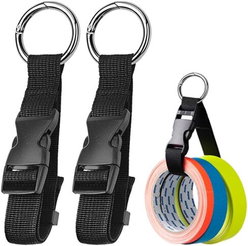 2 Pack Electrical Tape Holder - Strap Tape Measure Holder Thong with Metal Clip for Tool Belts - Multi-Function Hanging Storage Strap for Storing Cables, Ropes, and Wires in Tool Bag (Black) in Kuwait