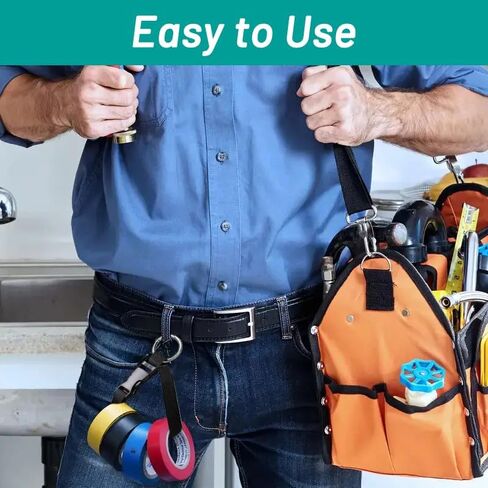 2 Pack Electrical Tape Holder - Strap Tape Measure Holder Thong with Metal Clip for Tool Belts - Multi-Function Hanging Storage Strap for Storing Cables, Ropes, and Wires in Tool Bag (Black) in Kuwait