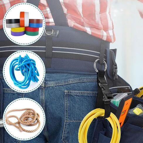 2 Pack Electrical Tape Holder - Strap Tape Measure Holder Thong with Metal Clip for Tool Belts - Multi-Function Hanging Storage Strap for Storing Cables, Ropes, and Wires in Tool Bag (Black) in Kuwait