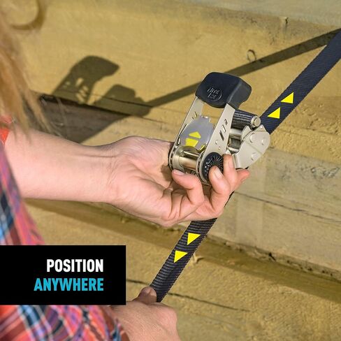 Nite Ize CamJam HookLock Ratchet Strap System - Adjustable, Heavy-Duty Tie Down Straps - Cargo Attachment with Spring-Actuated Hooks - Includes Ratchets, Hooks, Webbing & Storage - Large (2 Pack) in Kuwait